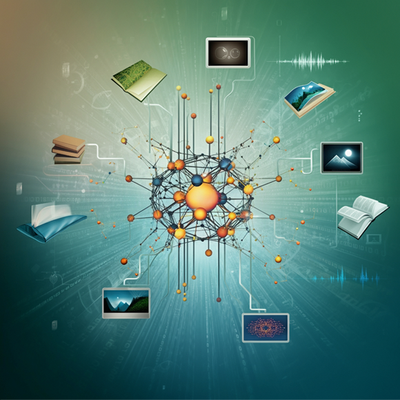 הבוטים מבוססים על מודלי שפה טבעית שמאומנים על כמויות טקסט אדירות. אילוסטרציה של מודל שפה שלוקח מידע ממקורות שונים. האיור נוצר בעזרת בינה מלאכותית | Shutterstock AI