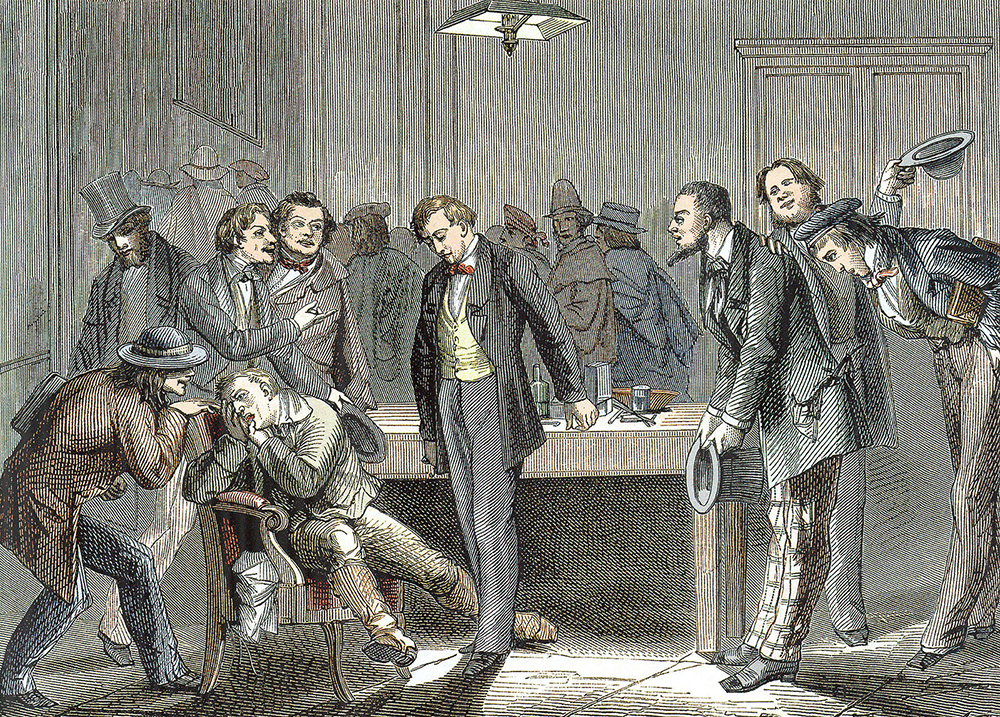 הוראס ולס שיער שאפשר להשתמש בגז צחוק כדי להקל בכאב שנובע מניתוח, וניסה אותו על עצמו לפני שעבר עקירת שן. ציור שמראה את העקירה | Sheila Terry / Science Photo Library