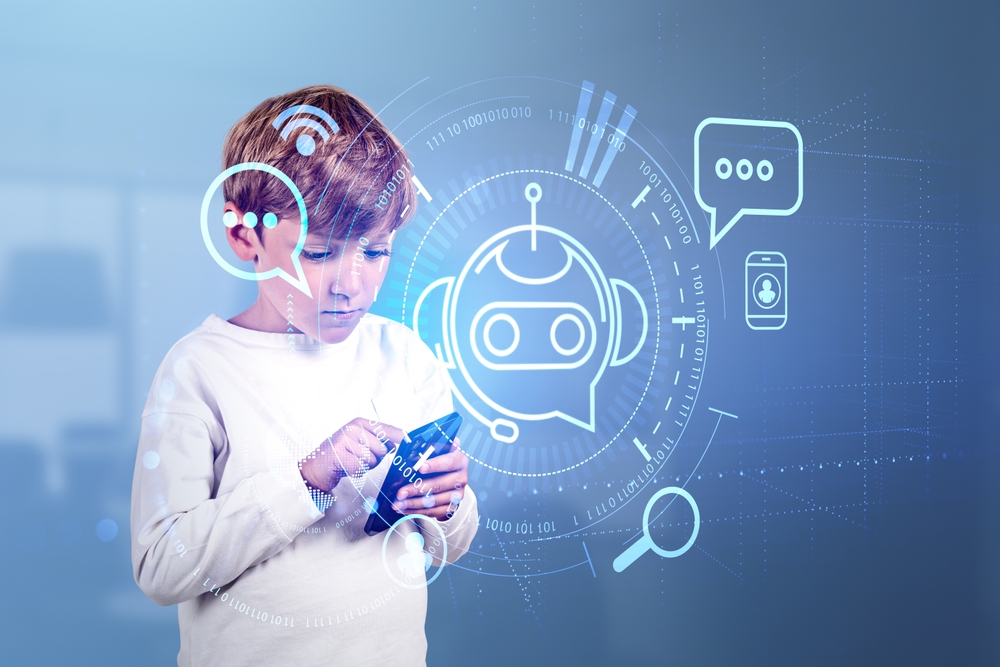 צעירים נוטים להסתמך יותר על כלי בינה מלאכותית, וקיים מתאם שלילי בין כמות השימוש בהם לבין ציוני החשיבה הביקורתית של הנבדקים. ילד משתמש בבינה מלאכותית בטלפון | Shutterstock, ImageFlow