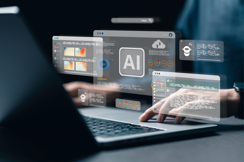הבינה המלאכותית עדיין לא בשלה למלא את מקומנו, ועלינו לפעול בשיתוף פעולה עימה. אדם עובד על מחשב עם בינה מלאכותית | Shutterstock, Deemerwha studio