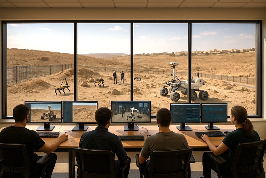 עיר החלל של ישראל. הדמיה של מעבדת רובוטיקה עם שטח ניסויים צמוד סמוך למצפה רמון | איור: Creation-Space