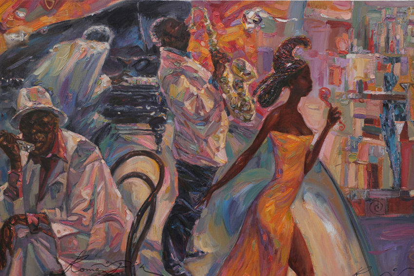 בניו יורק הוא החל לתת דרור לאהבתו לג'אז, ובאופן לא שגרתי אף הגיע למועדוני לילה שיועדו לשחורים בלבד. ציור של מועדון ג'אז | Shutterstock, ROMAN NOGIN 