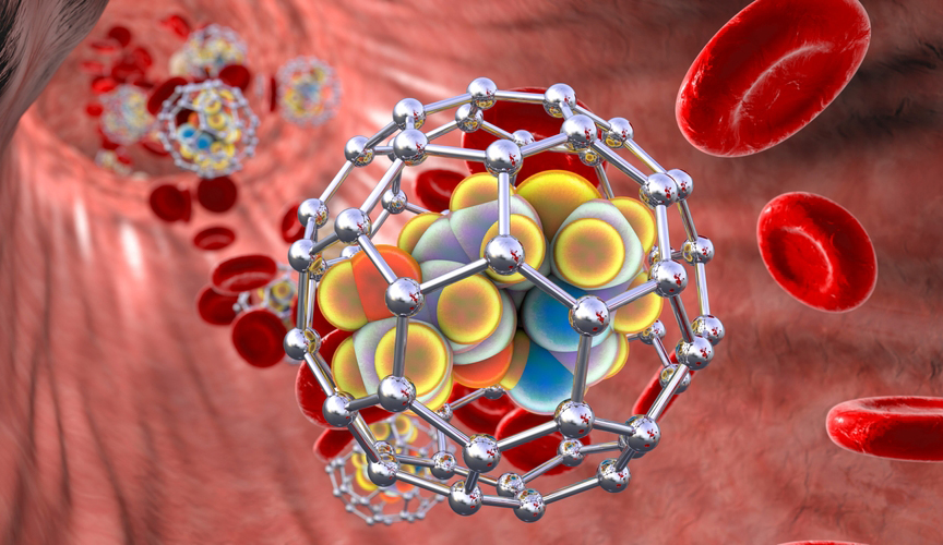 יכולה להיות גם פריצת דרך משמעותית בתחום שאינו נראה במכ"ם של החוקרים, כמו מולקולת הפולרן, שהתרחשה לדברי החוקר בהברקה של רגע בפאב. ננו-חלקיקים של פולרן בזרם הדם | איור: Shutterstock, Kateryna Kon