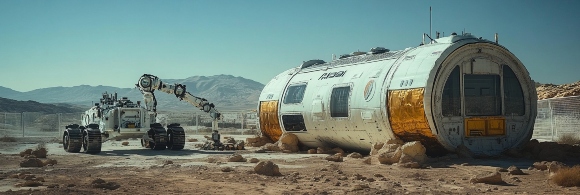 מעבדת רובוטיקה עם מתחמי ניסוי בשטח המדברי שיאפשרו לבחון טכנולוגיות בקלות. הדמיה של מתחם ניסוי במצפה רמון | איור: Creation Space