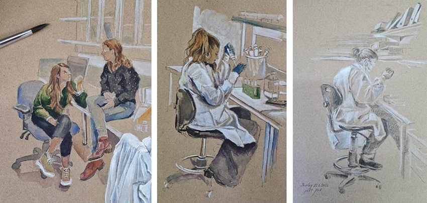 כמה מהתרשימים שציירה שירלי סיגל במהלך שהותה במעבדה | באדיבות שירלי סיגל