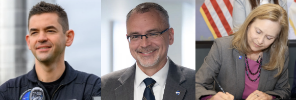 ממלאת המקום, הבכיר שנעקף וראש נאס"א המיוע. מימין: ג'נט פיטרו, ג'יימס פרי וג'ארד אייזקמן | צילומים: NASA/Kim Shiflett, NASA, Polaris Dawn