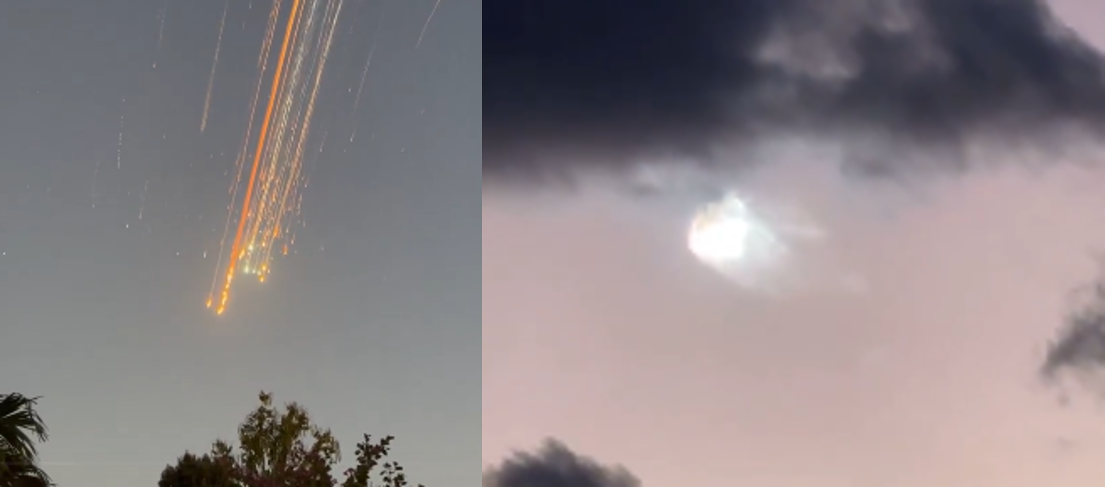 החללית שהלכה לאיבוד. מימין רגע הפיצוץ, כפי שתועד בחשבון ה-X של Future Terra. משמאל מטר הרסיסים שתועד בחשבון ה-X של KingDomRedux