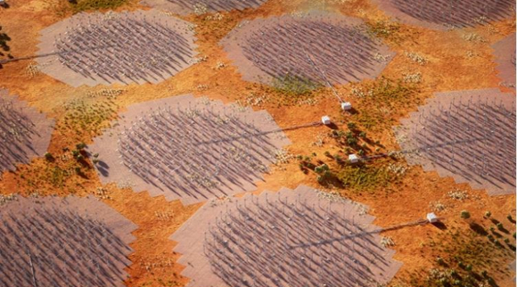 ​יותר מ-130 אלף אנטנות בניסיון לפענח את סודות היקום. הדמיה של חלק מהמערך שיוקם במערב אוסטרליה | הדמיה: DISR