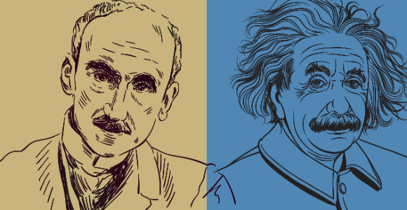 אנרי ברגסון (שמאל) ואלברט איינשטיין | מקורות: Natata, Naci Yavuz, Shutterstock