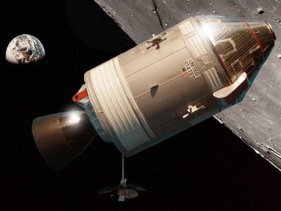 בְּרֵאשִׁית בָּרָא אֱלֹהִים אֵת הַשָּׁמַיִם וְאֵת הָאָרֶץ. הדמיה של אפולו 8 במסלולה סביב הירח | צילום: NASA