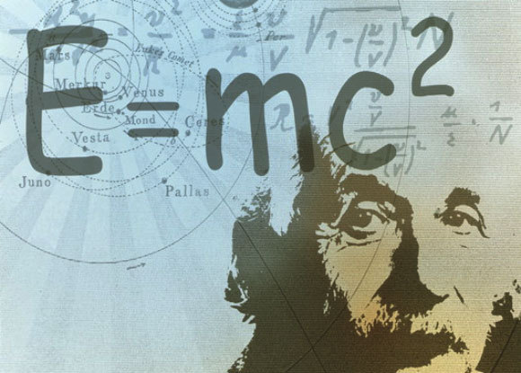 המשוואה E=mc2 על רקע תמונתו של איינשטיין | Mehau Kulyk, Science Photo Library