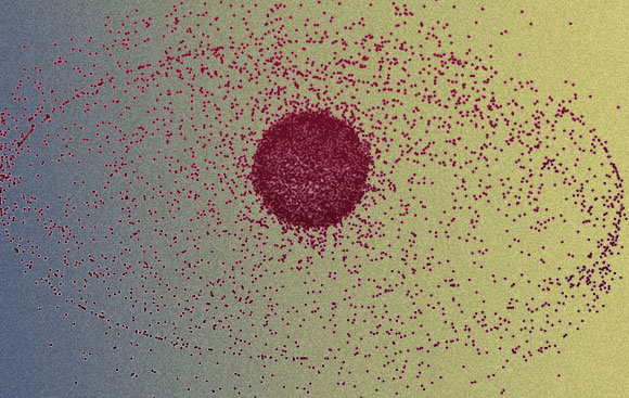 המחשה של ריכוז הפסולת במסלול גיאוסינכרוני | הדמיה: נאס"א