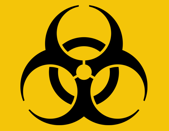 הסמל הבינלאומי לחומרים שנשקפת מהם סכנה ביולוגית | מקור: ויקיפדיה, נחלת הכלל