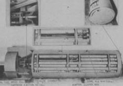 פצצת מצרר אמריקאית, M33, לפיזור חיידקי ברוצלה שפותחה בשנות ה-50. כל צינורית אמורה להתפוצץ בנפרד ולשחרר חיידקים | מקור: ויקיפדיה, נחלת הכלל