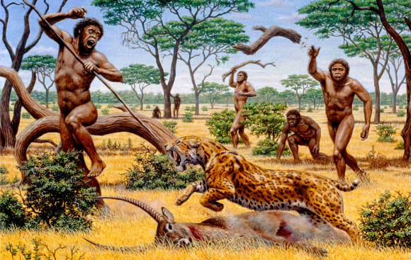 אדם קדמון מהמין Homo ergaster בשעת ציד | קרדיט: MAURICIO ANTON / SCIENCE PHOTO LIBRARY