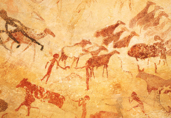 ציורי מערות מראים אנשים ללא זקן. ציור מערות מאלג'יריה | George Holton, SPL