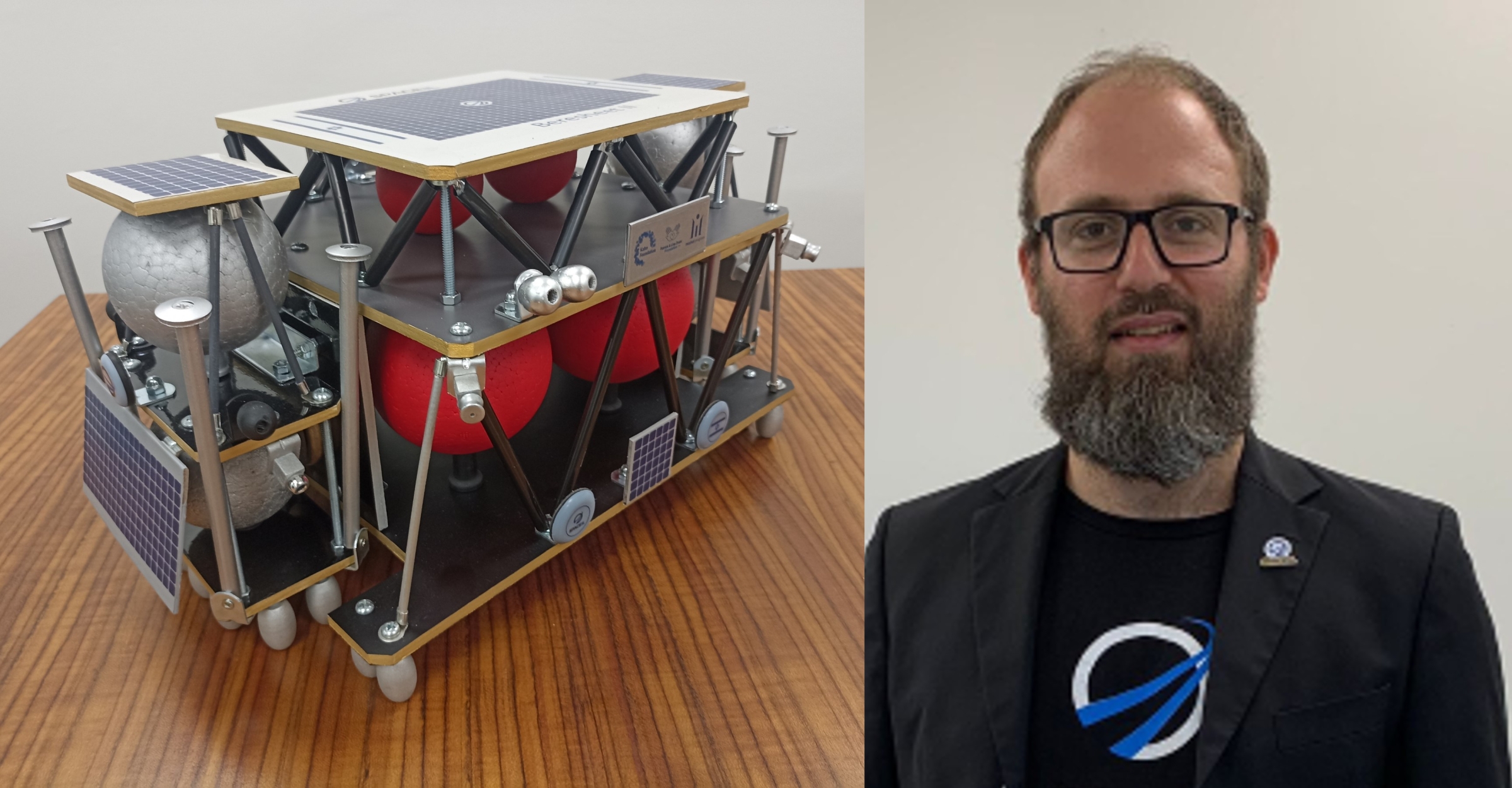 מירוץ לגייס 10 מיליון דולר בחודש וחצי. כפי דמרי ודגם של חללית בראשית 2 | צילומים: SpaceIL, איתי נבו