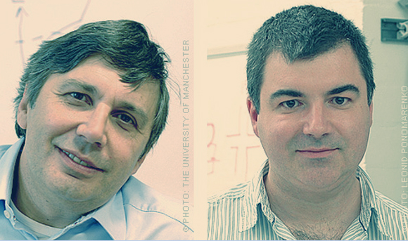 מפגשי יום שישי שהולידו תגלית מפתיעה ופרס נובל. נובוסלוב (מימין) וגיים | צילומים: אתר פרס נובל