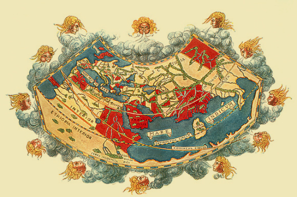 מפת העולם בהיטל שהגדיר תלמי, כפי ששורטטה בספר מהמאה ה-15 | מקור: הירחון המדעי Vestnik