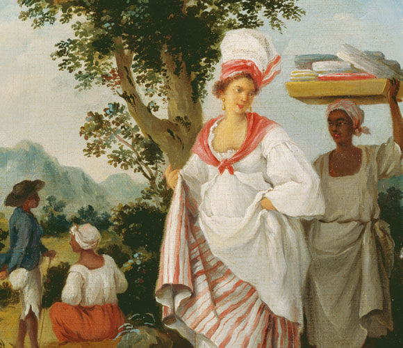 בעלת עבדים באיים הקריביים, עם העבדים שלה | ציור: Agostino Brunias