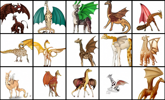 תמונות של ג'ירפות עם כנפי דרקון, שציירה דאלי 2