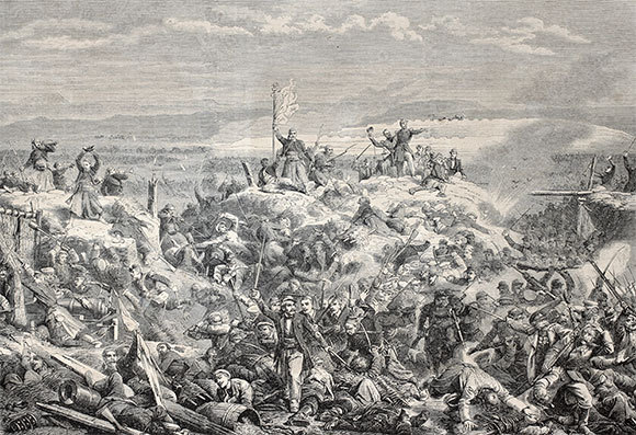 שדה קרב במלחמת קרים, האיור פורסם בפריז ב-1857 | Marzolino, Shutterstock