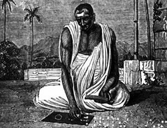 האפס הקדום ביותר שנמצא היה בטבלה הודית. רישום של אסטרונום הודי מהמאה ה-19 | מקור: ויקיפדיה, נחלת הכלל