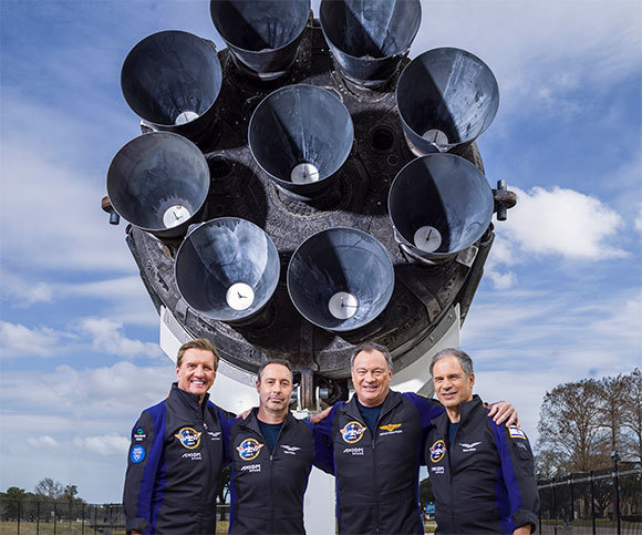 ​מיליונרים בדרך לחלל. סטיבה (מימין) ואנשי הצוות של משימת AX-1 | צילום: Chris Gunn, Axiom Space