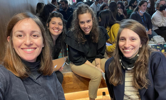 משימה שהציבור יקבע מה יהיה בה. מובילות המשימה החינוכית של "רקיע" (מימין לשמאל): מעיין הוניג, עדי סעדה מסוכנות החלל הישראלית, מאיה שמיט והדר ורניק | צילום: הדר ורניק, קרן רמון