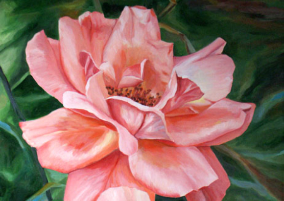 חלק מציור בצבעי אקריליק של ורד, צייר: אסף שלמון | ויקיפדיה, אסף שלמון