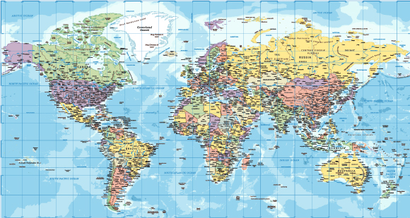 מפת חצי כדור הארץ הצפוני | Porcupen, Shutterstock