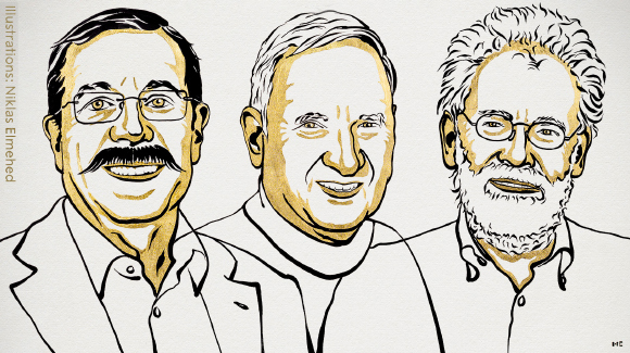 דיוקנם של הזוכים. | איור: אתר פרס נובל: Niklas Elmehed © Nobel Prize Outreach