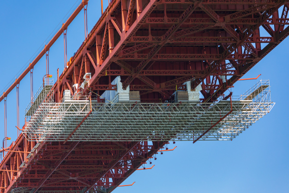 פועלים מקימים רשת ביטחון על גשר שער הזהב, 2020. Wikipedia, Frank Schulenburg