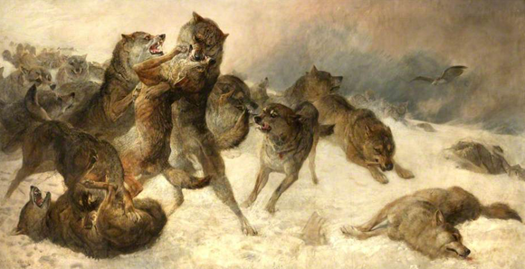אדם לאדם זאב? "המאבק לקיום" | ציור מאת ג'ורג' בוברי גודארד, נחלת הכלל