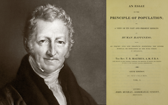 מלתוס. מאבק מתמיד על משאבים מוגבלים | מקור: ויקיפדיה, נחלת הכלל