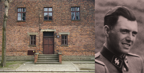 ביתן 10 באושוויץ, שבו נעשו ניסויים מחרידים בבני אדם. מימין: הרופא הנאצי יוזף מנגלה שניהל את הניסויים | צילומים: VbCrLf, ויקיפדיה; נחלת הכלל