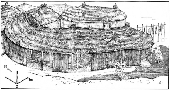 שחזור מראה הבקתה באתר | Andrew Moore, CC-BY 4.0