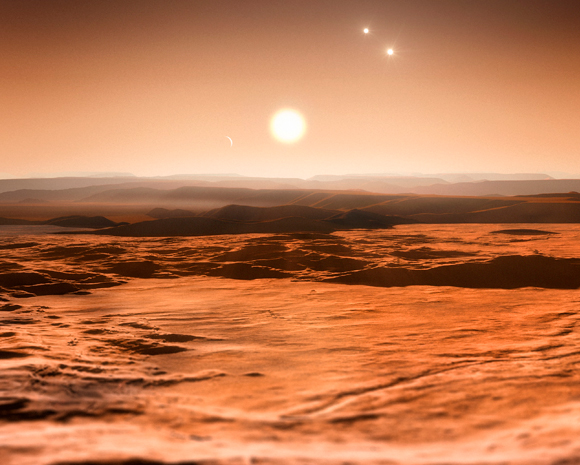 איור של כוכב לכת במערכת התלת-כוכבית Gliese 667 | מקור: Science Photo Library