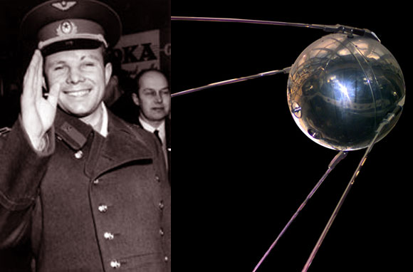 הצלחות תעמולתיות מסחררות. דגם של לוויין ספוטניק 1 והאדם הראשון בחלל - יורי גגרין | צילומים: ויקיפדיה