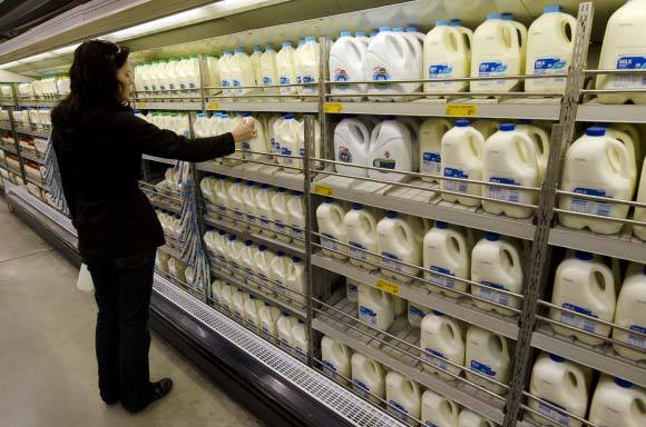 לקוחה מול מקררי החלב במרכול | צילום: ChameleonsEye, Shutterstock