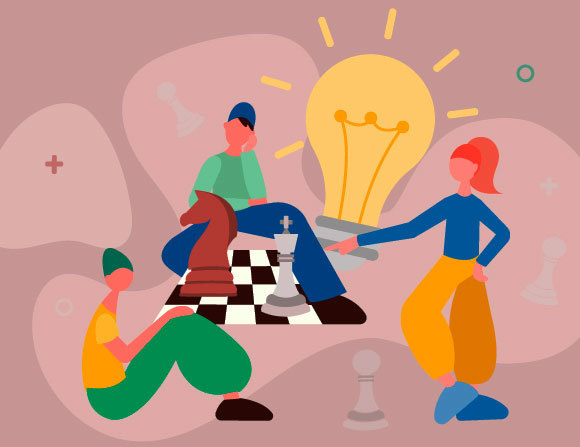 ציור של אנשים מפתחים אסטרטגיה למשחק שח | Shutterstock, AlisaRut