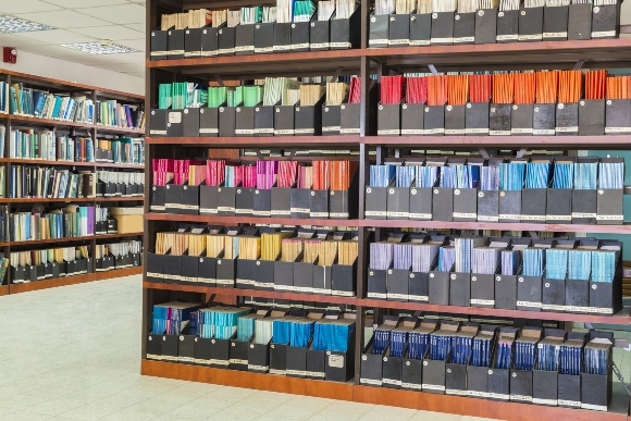 מדפים של כתבי עת מדעיים בספריה | צילום אילוסטרציה: Sergei25, Shutterstock