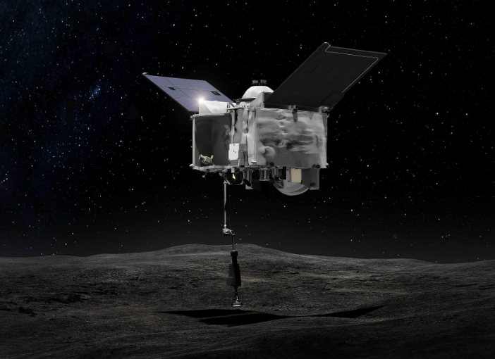 הוכחת היתכנות למשימות כריית מחצבים מאסטרואידים: אוזיריס-רקס באיסוף הדגימות מפני השטח | הדמיה: NASA