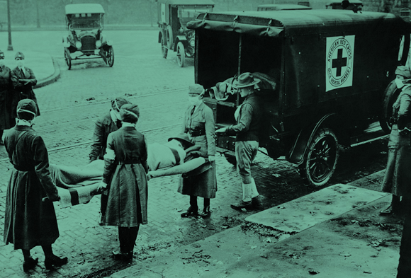 שני גנים בלבד הופכים את נגיף השפעת לאלים ומדבר במיוחד. פינוי חולי שפעת ספרדית | צילום: Science Photo Library