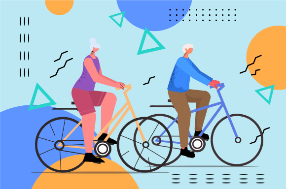 זוג מבוגר רוכב על אופניים | ציור: ProStockStudio, Shutterstock