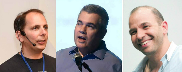 אתגרים רבים בדרך לירח. מימין: פרופ' עודד אהרונסון, טל ענבר, יואב לנדסמן | צילומים: מכון ויצמן למדע, אוניברסיטת בן-גוריון