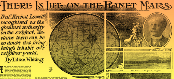 יש חיים על מאדים: כותרת ה"ניו יורק טיימס" עם המפות וה"ממצאים" של פרסיבל לאוול | מקור: ניו יורק טיימס