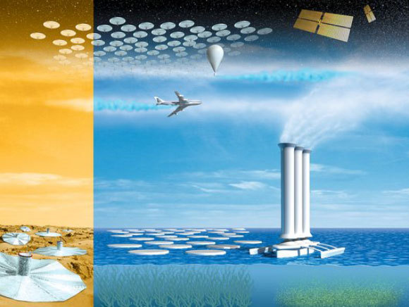 מגוון שיטות לבלימת התחממות בהן מראות בחלל ועל פני הים וטכניקות לזריעת עננים | איור: HENNING DALHOFF / SCIENCE PHOTO LIBRARY