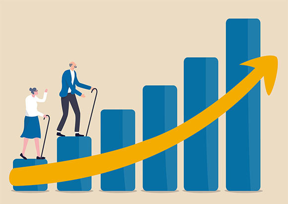 גרף המתאר עלייה בתוחלת החיים | eamesBot, Shutterstock