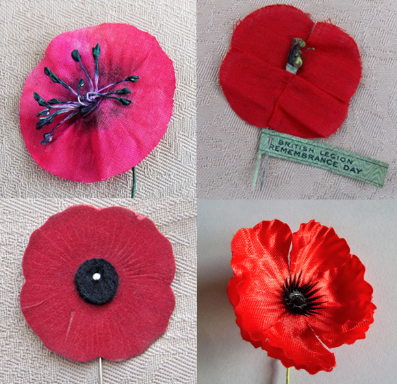 פרגי זיכרון, משמאל למעלה בכיוון השעון: אוסטרליה, בריטניה (מ-1921, יוצר בצרפת), ניו-זילנד וקנדה | Wikipedia, Heatherannej